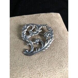 Vintage art nouveau sterling silver 925 flower /heart pin brooch
